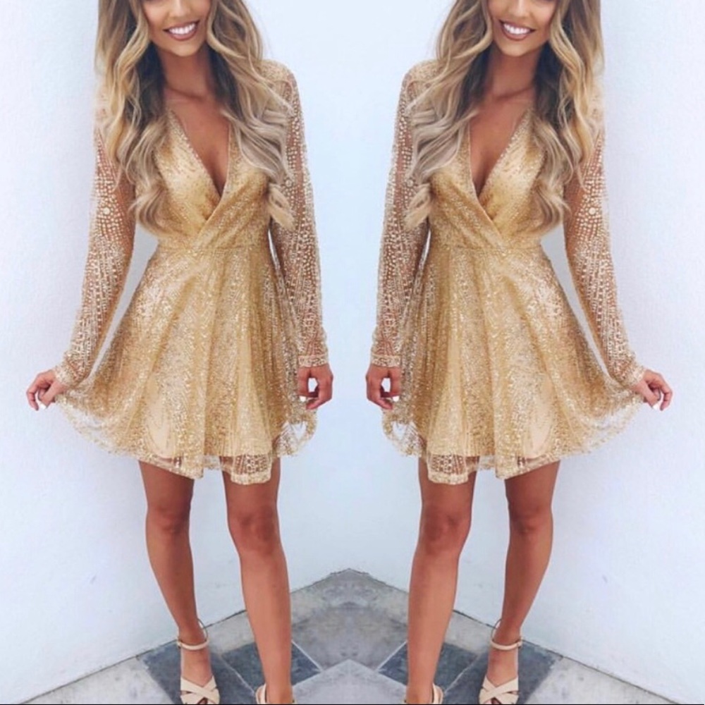 Gold long sleeve dress